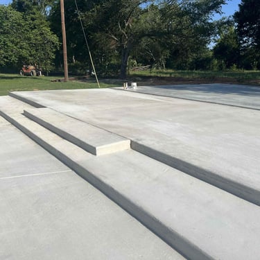 Fresh concrete foundation with steps 2.