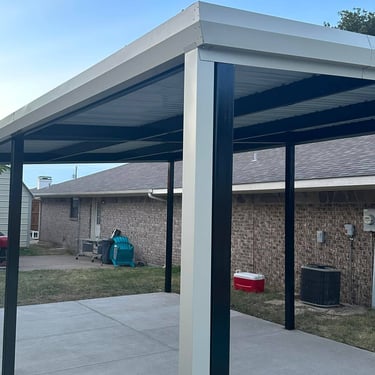 Modern metal patio cover.