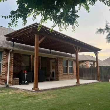 Pergola with Clean Concrete Floor and Grass