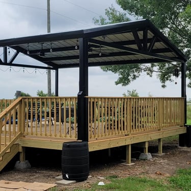 Wood Deck with Metal Patio Installed