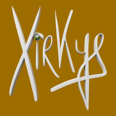 White stylized Xirkys cursive text logo with a globe icon on a mustard gold background.