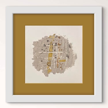 Œuvre d'art collage sur papier sable griffé et peint par Xirkys artiste plasticienne 