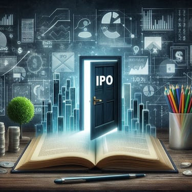 An open golden door revealing financial opportunities symbolizing IPO investment & venture in market