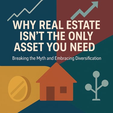 A dynamic cover image of investment diversification beyond real estate, stocks, gold and bonds.