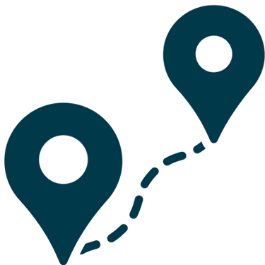 a map marker with a map of a route map