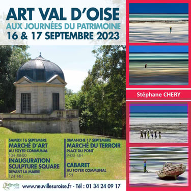 une affiche pour un marché d'art en France. Art Val d'Oise. Neuville sur Oise