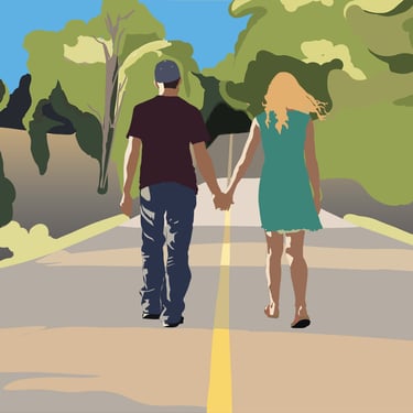 portrait-minimaliste-couple -sur la route