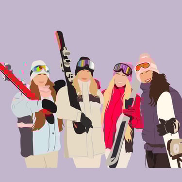 portrait personnalise -copines-ski