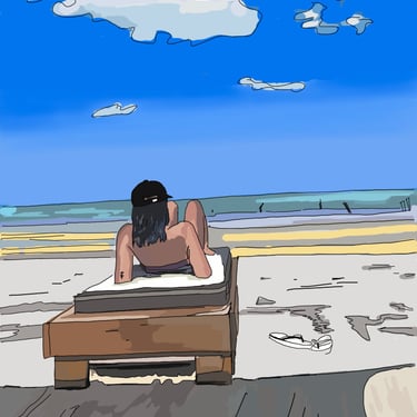 portrait-numérique -jeune fille-plage