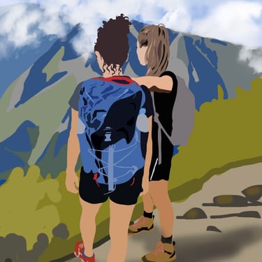 portrait personnalisé jeunes filles-randonné