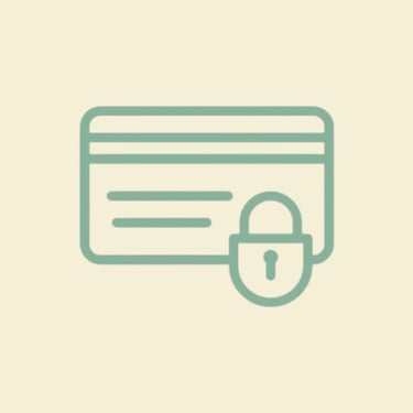 Icône de carte bancaire représentant les paiements 100 % sécurisés