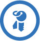 a blue and white circular object with a fist fist fist