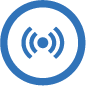 a blue and white circle with a blue and white background