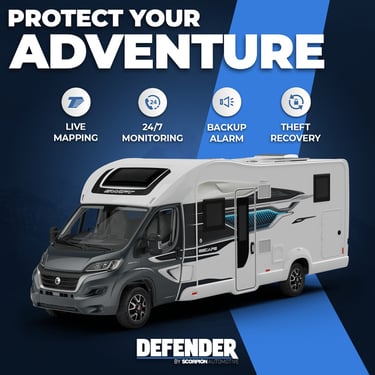 a vandala with a blue and white background and a white van with a