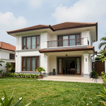A happy customer standing next to their new red Mazda CX-5 in a showroom.