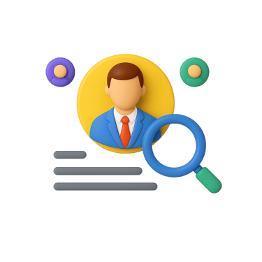 Talent profile with magnifying glass icon