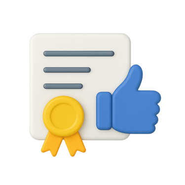 Certificate with thumbs-up symbol