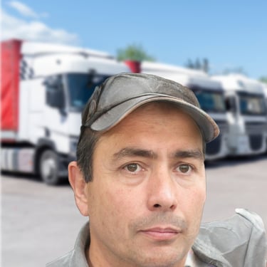 a man in a hat and a hat on a truck