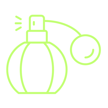 a green and black perfume bottle with a spray bottle