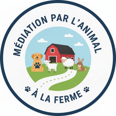 une ferme, un chien, une chèvre, un mouton, un lapin, nature