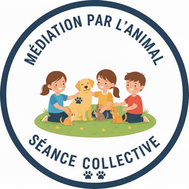 un chien, un groupe de personne sui sourit, au milieu de la nature, séance collective