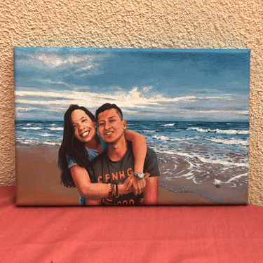Retrato de una pareja. Acrílico en lienzo de 35 x 24 cm.