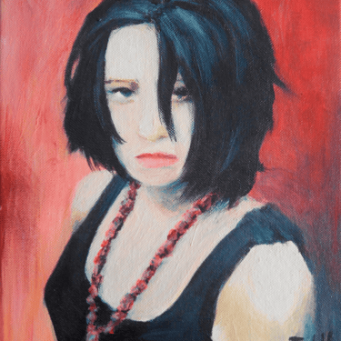 Chica velvet, Acrílico en lienzo 20 x 25,6 cm.