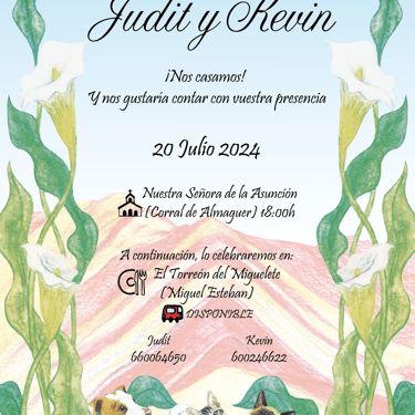 Invitación boda. Lápices de colores. Digitalización.