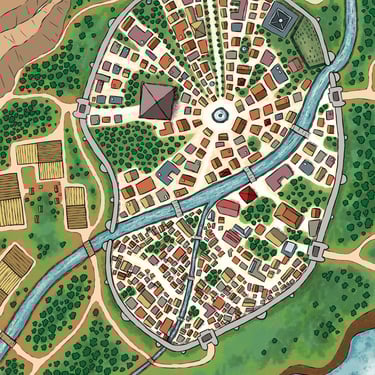 Mapas de ciudad inventada. Digital.