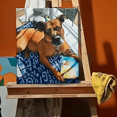 Retrato de Gretel. Acrílico en lienzo 33 x 46 cm.