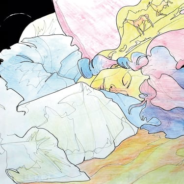 El viaje le pilló durmiendo, Dibujos a rotulador y lápices de colores. 50 x 70 cm. Digitalizados en formato A3.
