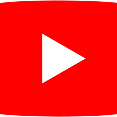 Um logotipo vermelho do youtuber com uma seta branca apontando para a esquerda