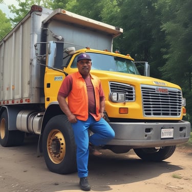 A person with glasses and a beard is sitting at a white desk, working on a laptop. They are wearing an orange t-shirt with text on it. The surroundings include a brightly colored office space with a predominantly yellow theme. There is a wall with the words 'Digital Agency' and a glass partition featuring playful icons.