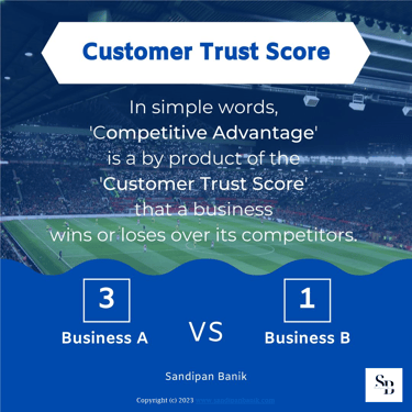 Customer trust score impacts the competitive advantage of a business - Quote by Sandipan Banik - www.sandipanbanik.com