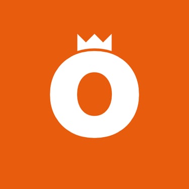 Close-up of wordmark detail. Letter O wears a crown to symbolise the royal part of the brand name.