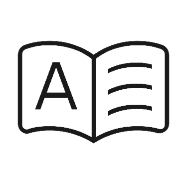 Icon of a book with the letter A, symbolising Beth's retail black book