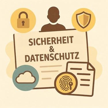 „Sicherheit & Datenschutz“-Icon mit Schloss, Schild, Haken – DATEV-Sicherheit.