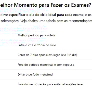 Exames e ciclo menstrual