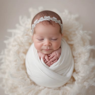 baby in white swaddle