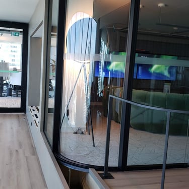 Corner of Office Partition, done by Pengelly Iron Works