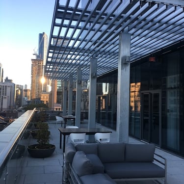 Metal pergola canopy at 5 St Joseph, by Pengelly Iron Works