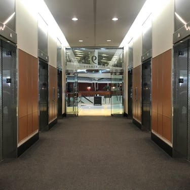 Elevator lobby in Bay Street, cladding and frames done by Pengelly