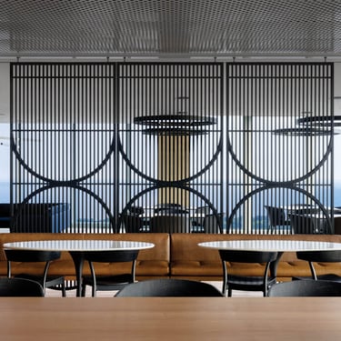 Modern metal sliding dividing wall in BCG offices, made by Pengelly