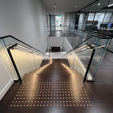 Stairs and lighting accents at Canaccord genuity, made by Pengelly Iron Works 1