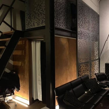 Residential wall feature in dark grey, by Pengelly Iron Works