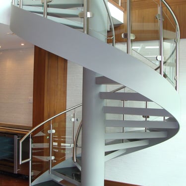 Another sleek modern circular staircase, by Pengelly Iron Works 