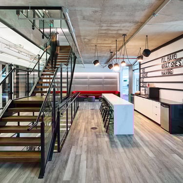 High-res photo of the Entertainment One Offices, where the stairs are Pengelly made