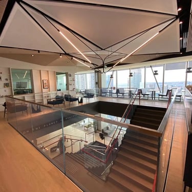 Alternate view of top of Microsoft Office stairs, made by Pengelly Iron Works