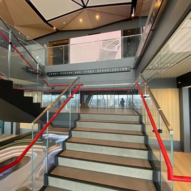 Photo of Microsoft Head Office Toronto stairs, made by Pengelly Iron Works