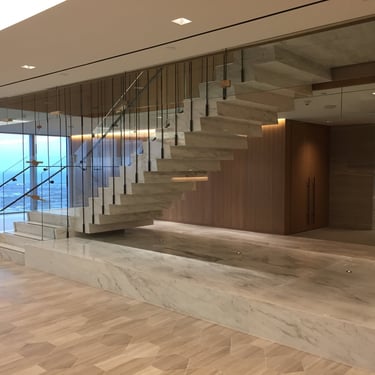Head office marble-look stairs, by Pengelly Iron Works
